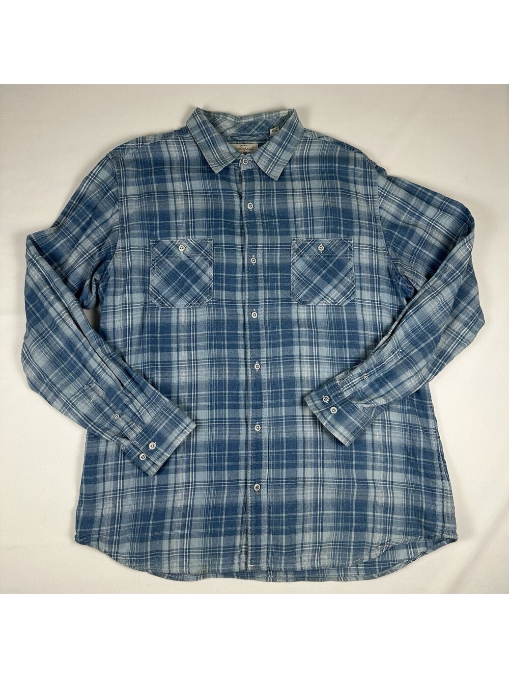 Weatherproof Vintage Flannel Shirt Mens XL Blue Plaid Long Sleeve Button-Up